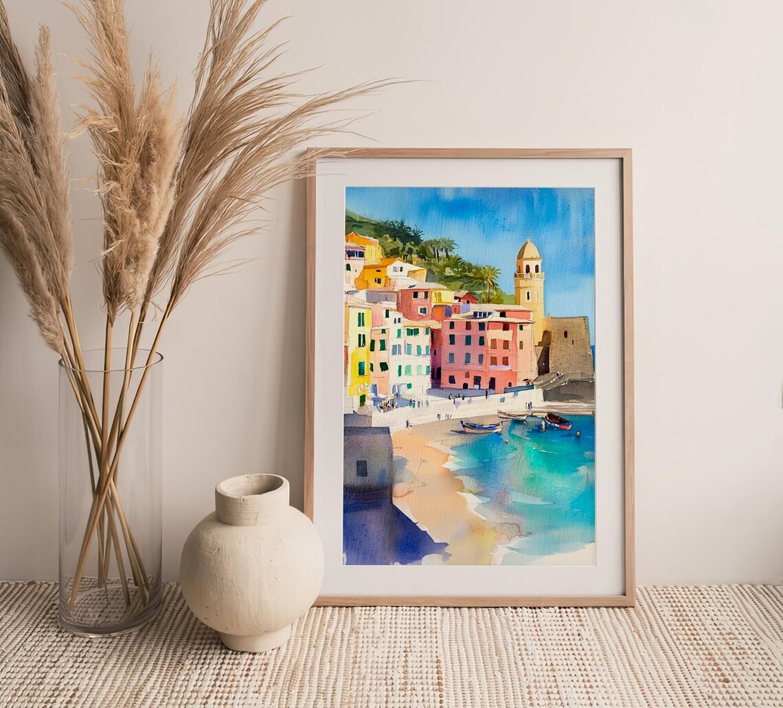 Vernazza Watercolor Art Print Cinque Terre Watercolor Painting Italian Cityscape Artwork Travel Art Print By Feelingprints - Image 4