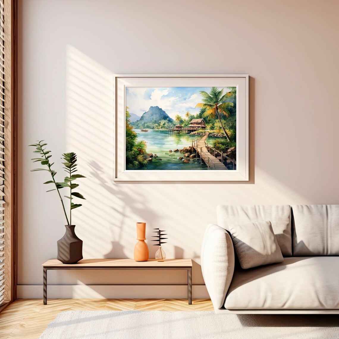 Thailand Watercolor Mountains Phi Phi Island Art Print - Image 2