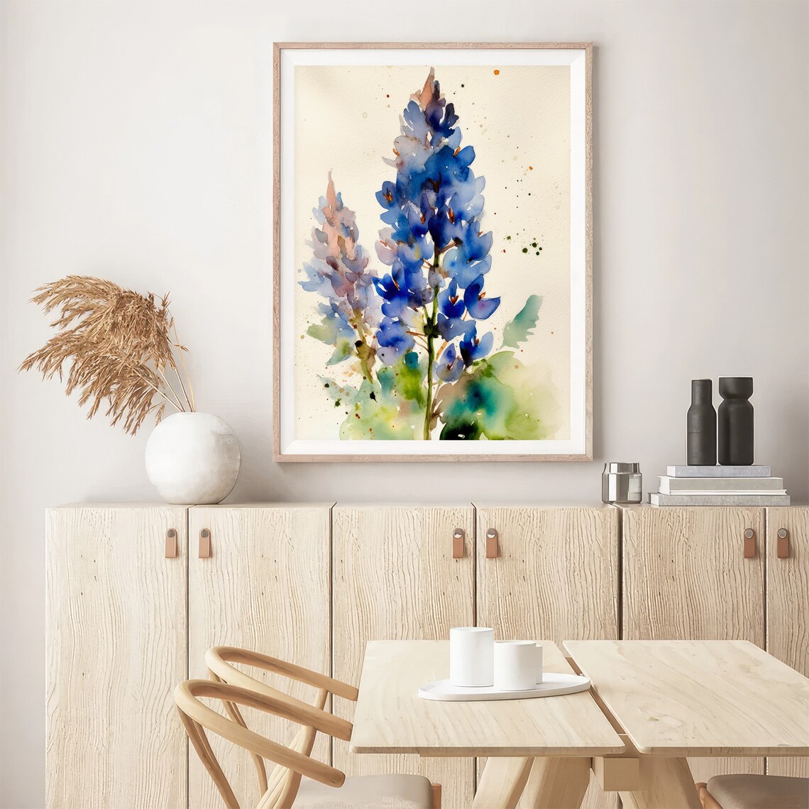 Bluebonnet Wildflowers Watercolor Blue Floral Meadow Art Poster - Image 5