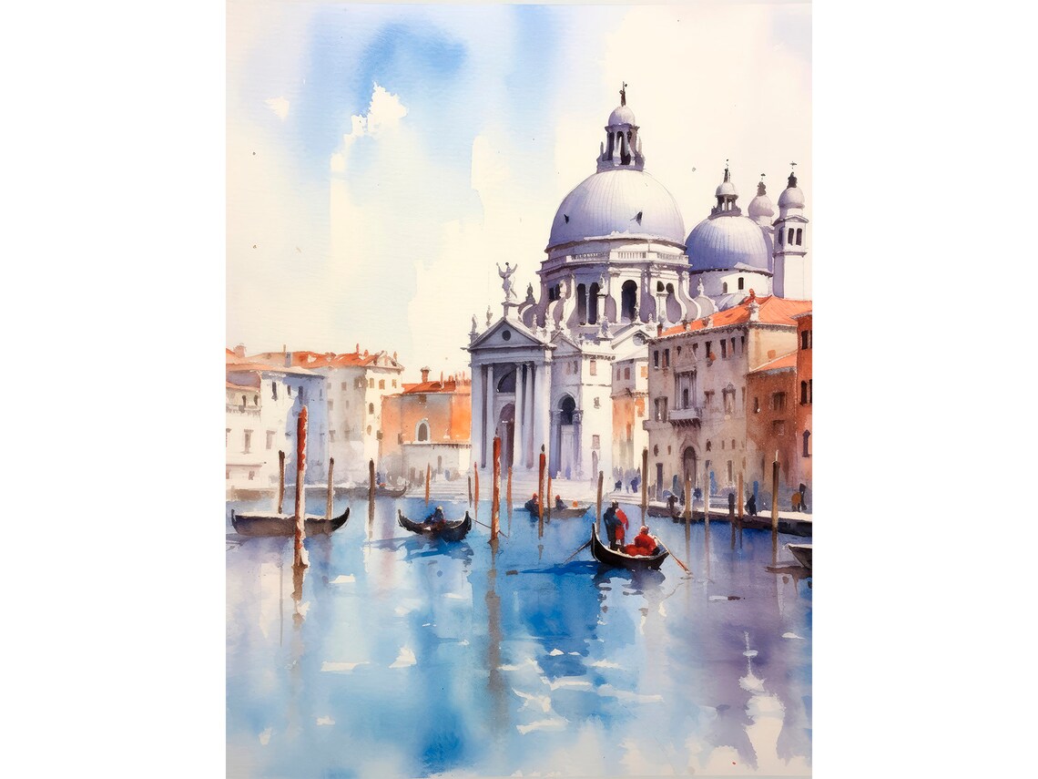 Venice Watercolor Painting Italy Travel Poster