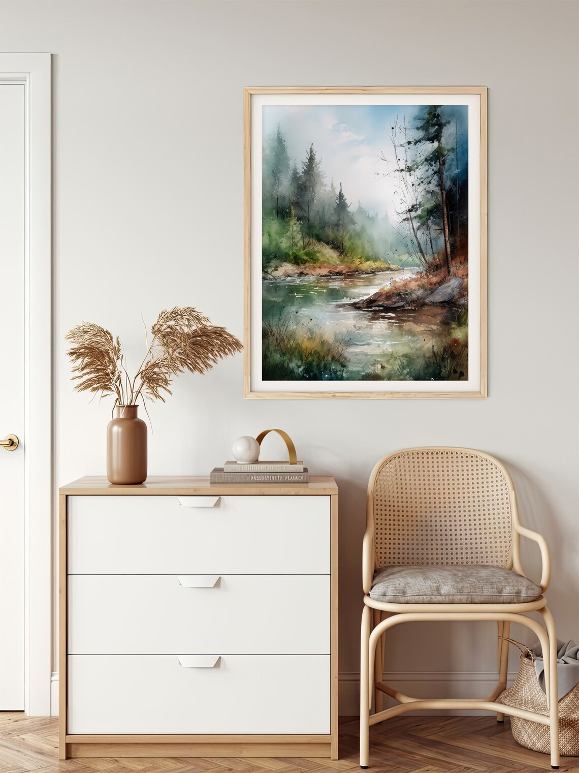 Scotland Landscape Art Print, Pine Trees Watercolor - Image 5