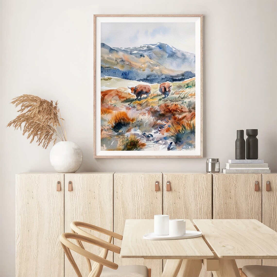 Scottish Highland Cows Moor Meadow Watercolor Animal Art Poster - Image 5