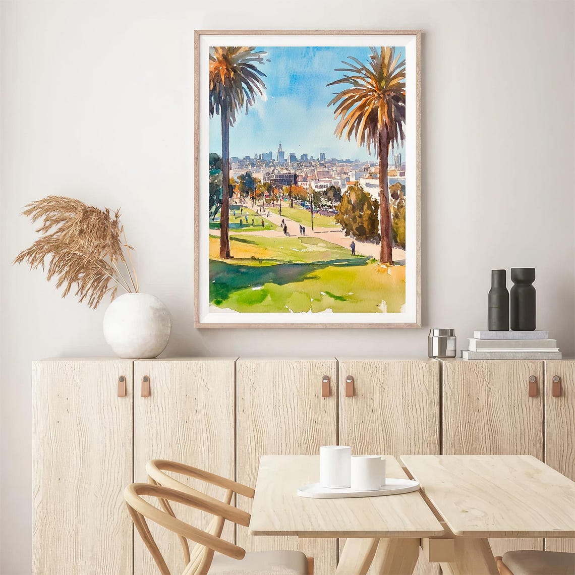 Dolores Park San Francisco Palms Skyline Watercolor View Poster - Image 5
