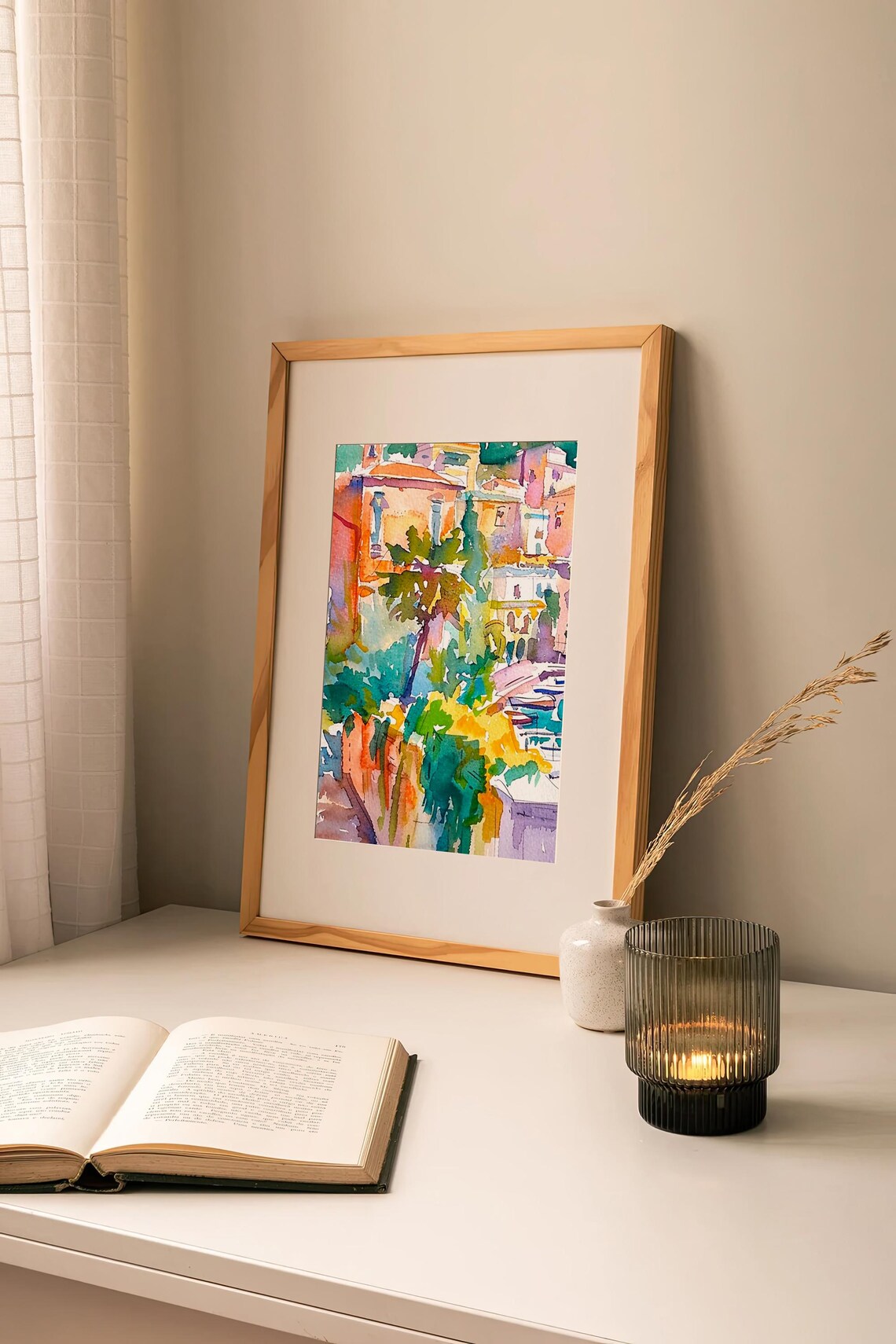 Sorrento Watercolor Cityscape, Italy Travel Poster - Image 2