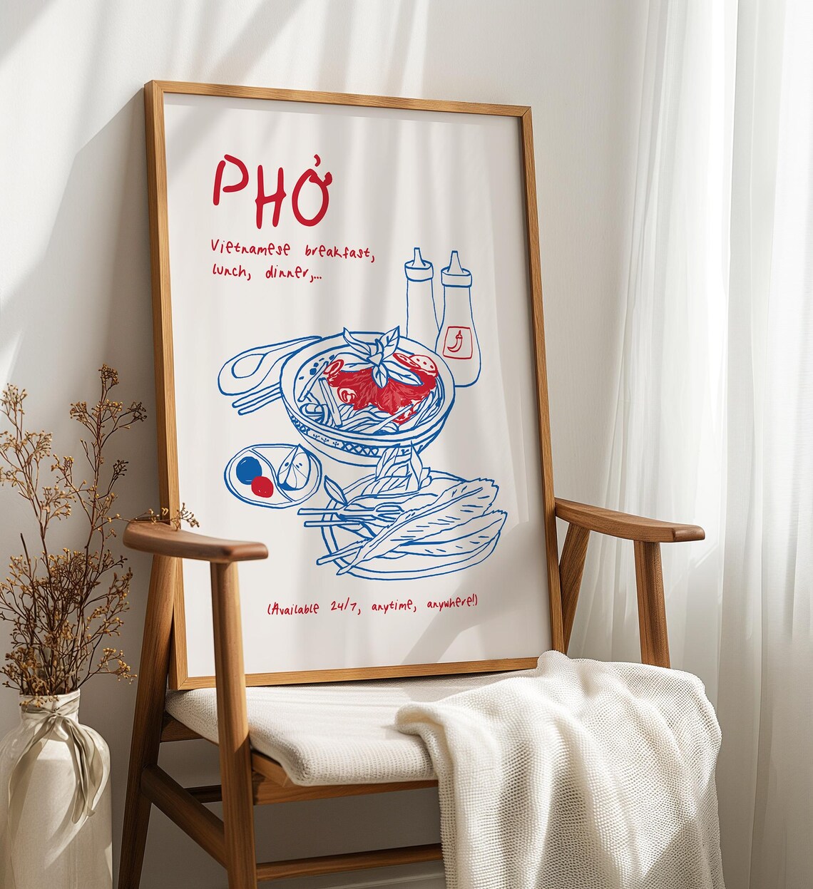 Pho Art Print Vietnamese Noodle Poster Food Print Pho Vietnam Art Vietnamese Food Asian Food Illustration Wall Art - Image 3