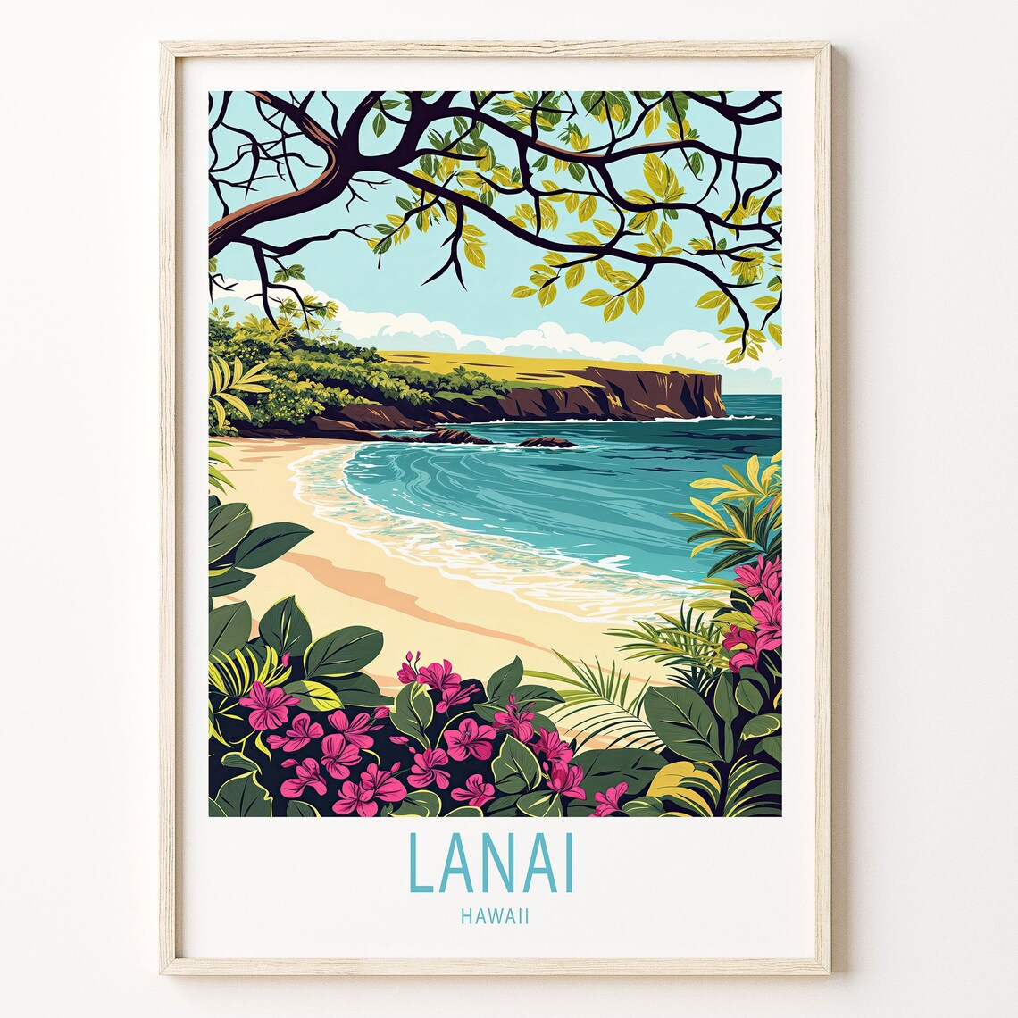 Lanai Travel Poster, Hawaii Island Wall Art