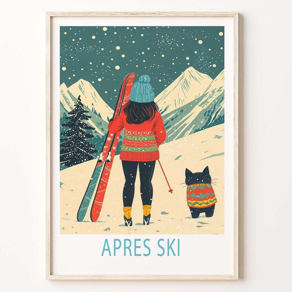 Apres Ski Travel Poster Print, Winter Birthday Gift