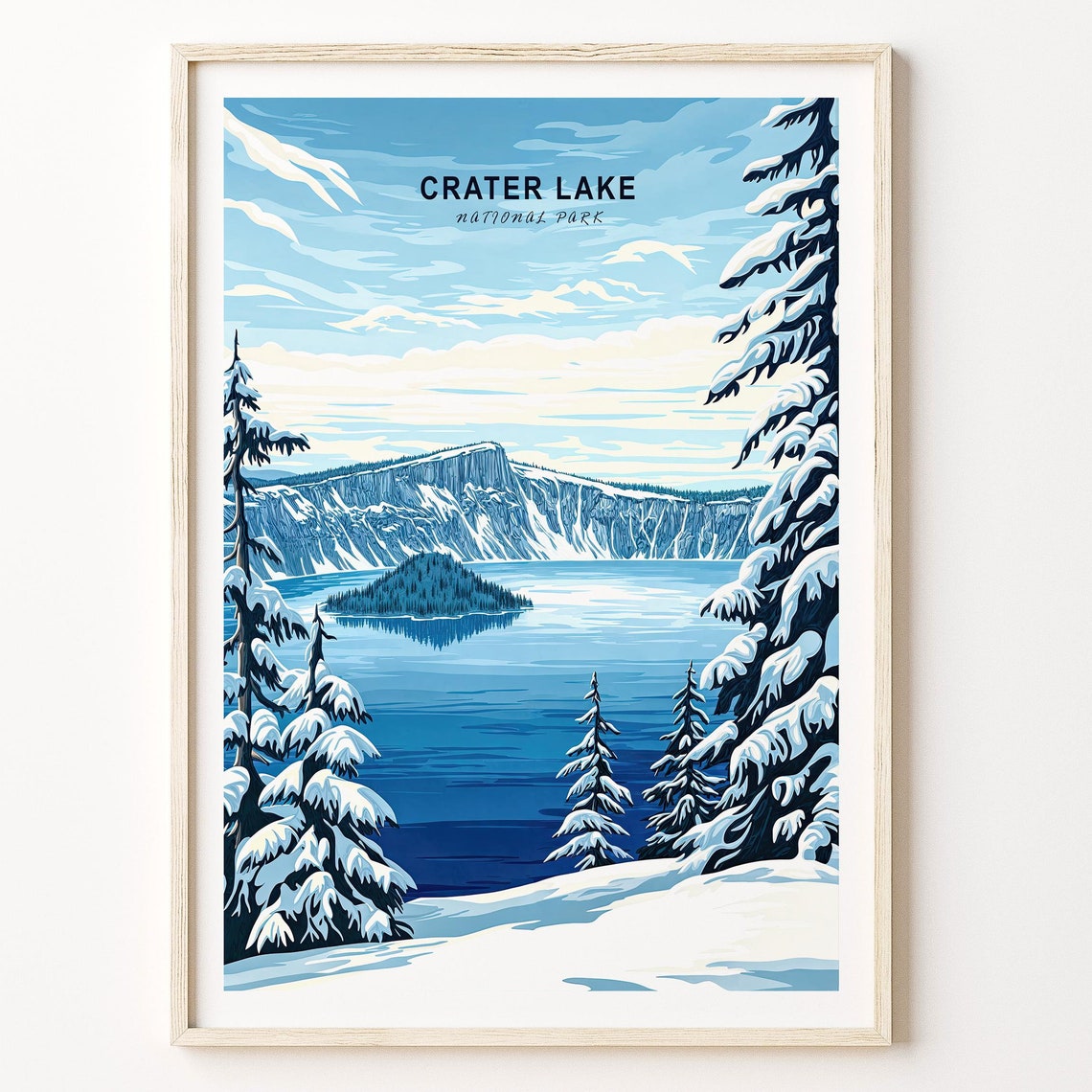 Crater Lake National Park Poster National Park Travel Wall Art Crater Lake Travel Print House Warming Gifts Travel Gifts