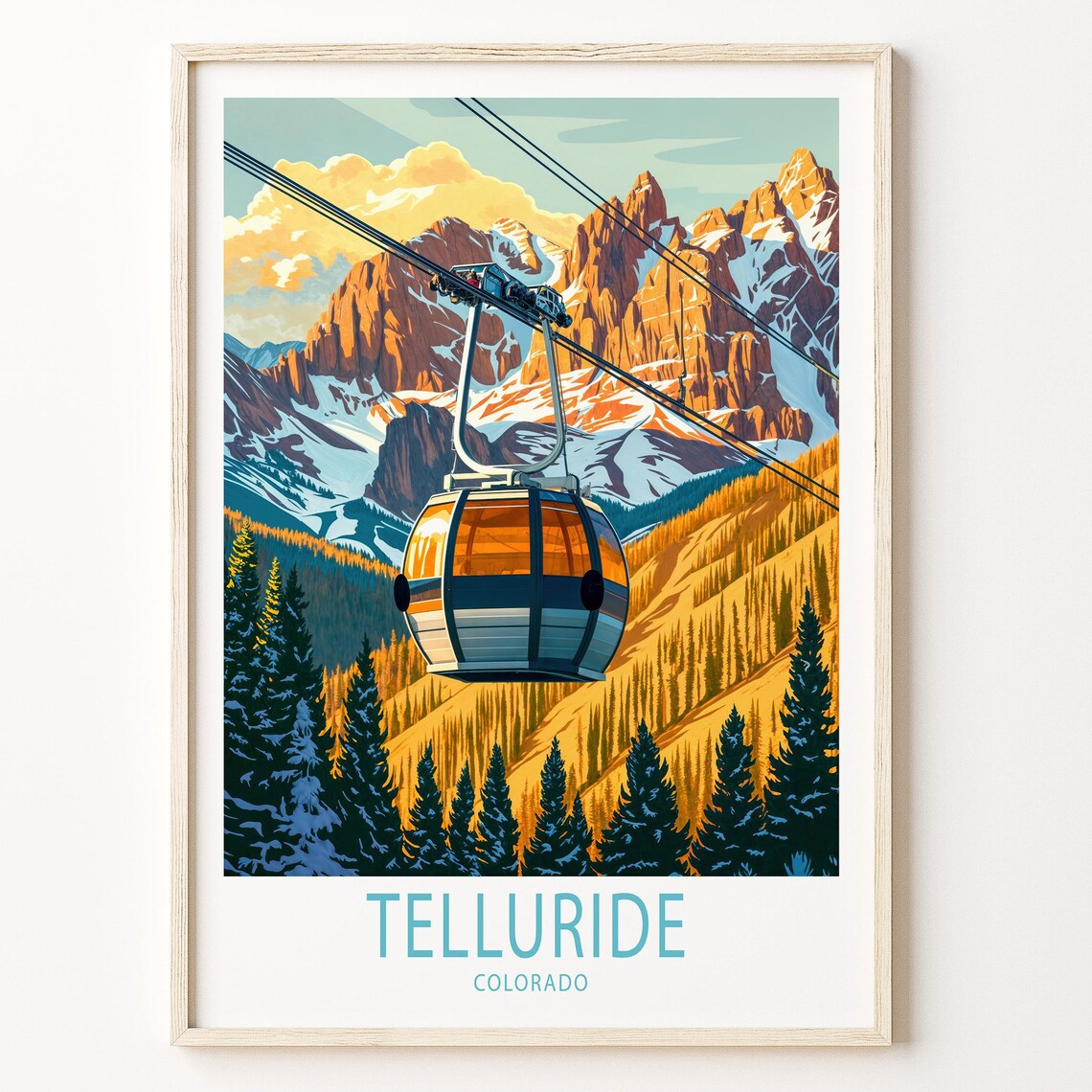 Telluride Colorado Gondola Golden Peak Alpine Fall Vista Poster