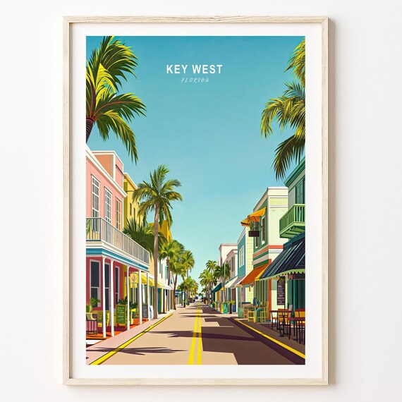 Key West Minimalist Travel Poster, Florida Cityscape