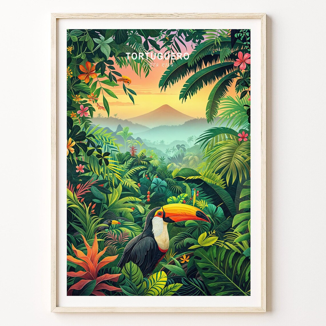 Tortuguero Costa Rica Jungle Toucan Wildlife Retro Travel Poster