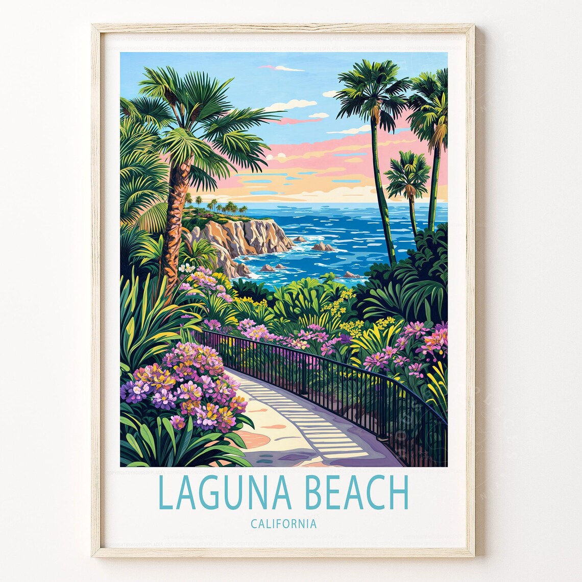 Laguna Beach Coastal Travel Poster, Orange County