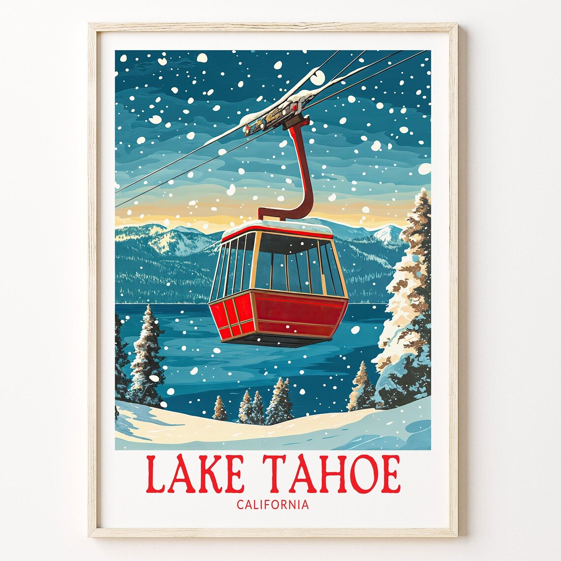 Lake Tahoe Travel Poster, California Art Print