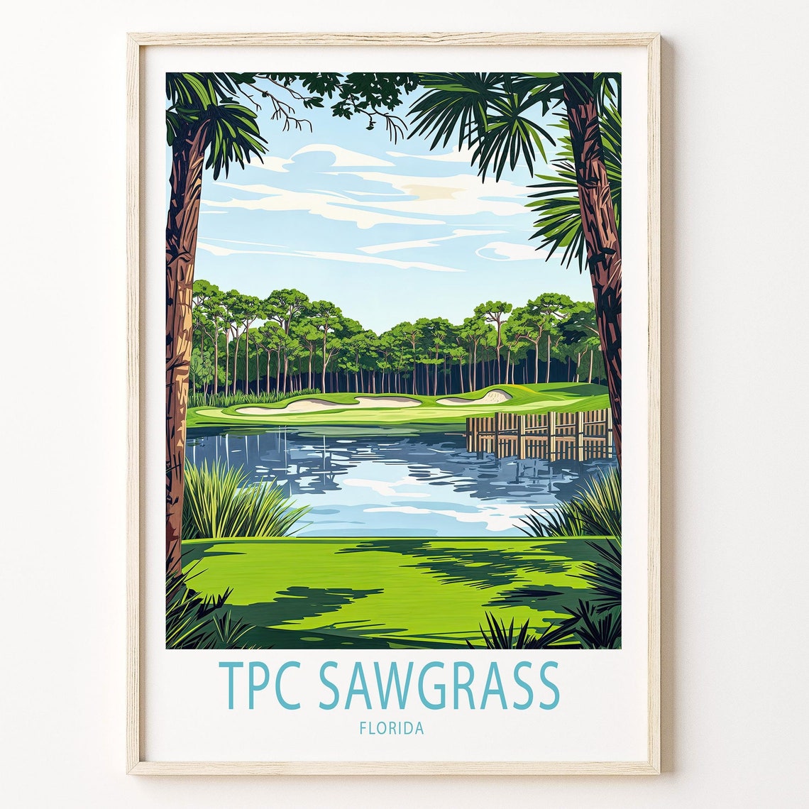 TPC Sawgrass Florida Golf Course Lake Palms Fairway Art Poster