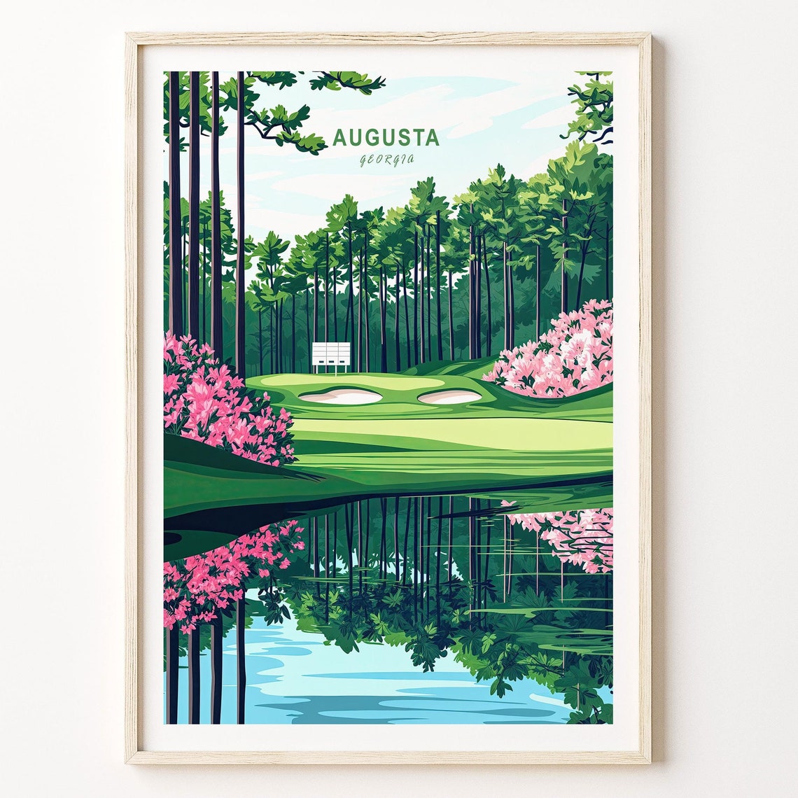 Augusta Georgia Golf Course Spring Azaleas Water Reflection Poster