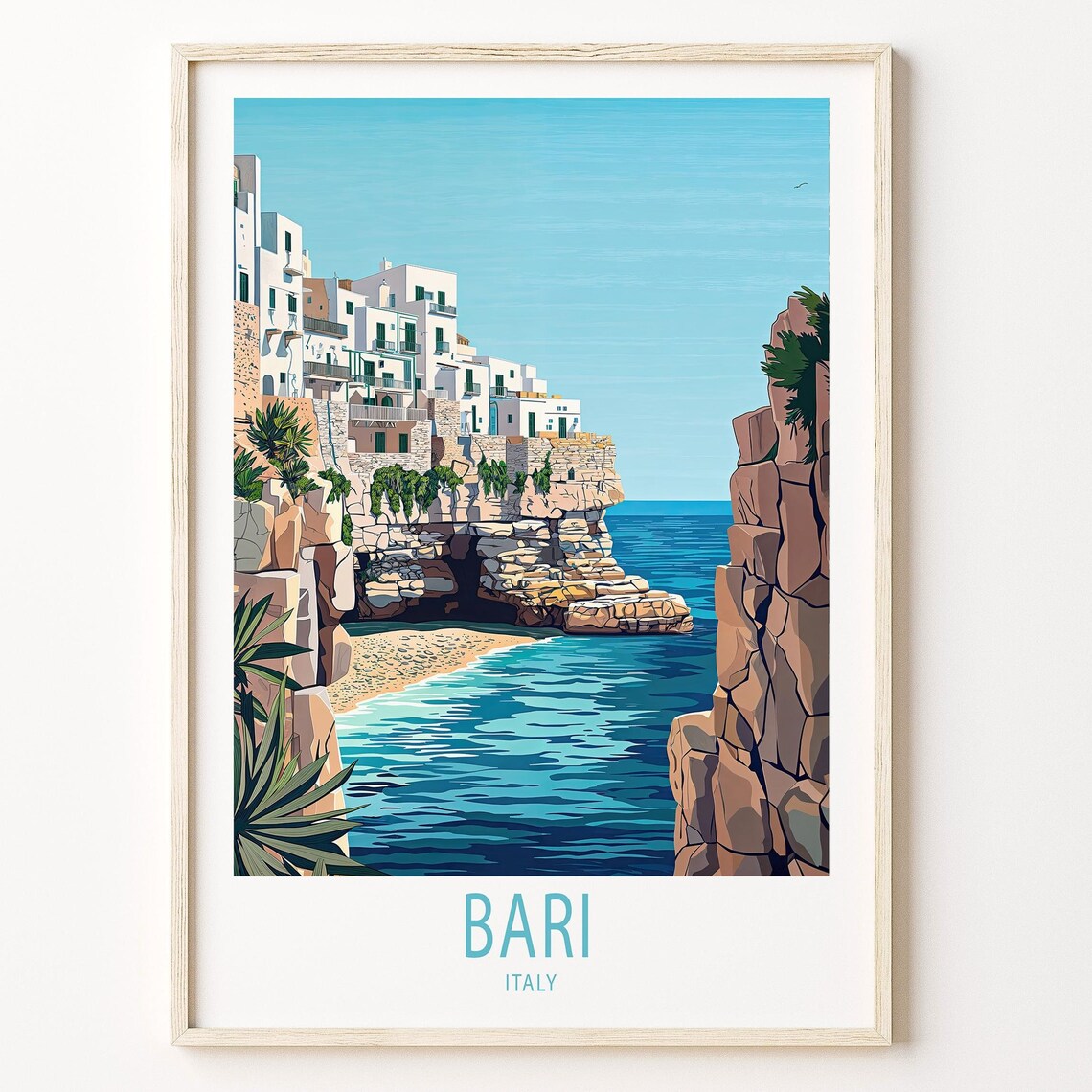 Bari Italy Clifftop Old Town Cove on the Adriatic Sea Poster