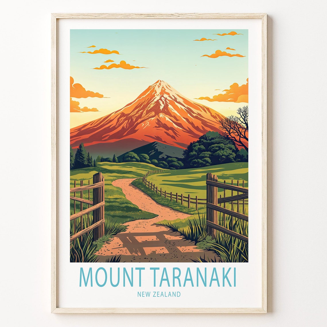 Mount Taranaki Travel Poster New Zealand Egmont Wall Art Mount Taranaki Egmont National Park Print Home Decor Birthday Gifts - Image 3