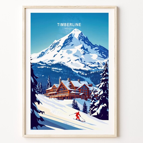 Timberline Oregon Mount Hood Historic Ski Lodge Winter Poster