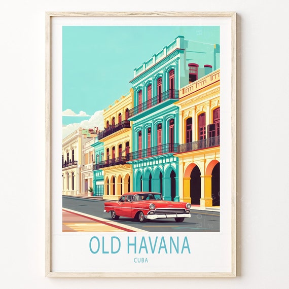Old Havana Travel Print City Wall Art Custom Poster Personalized Housewarming Gifts Birthday