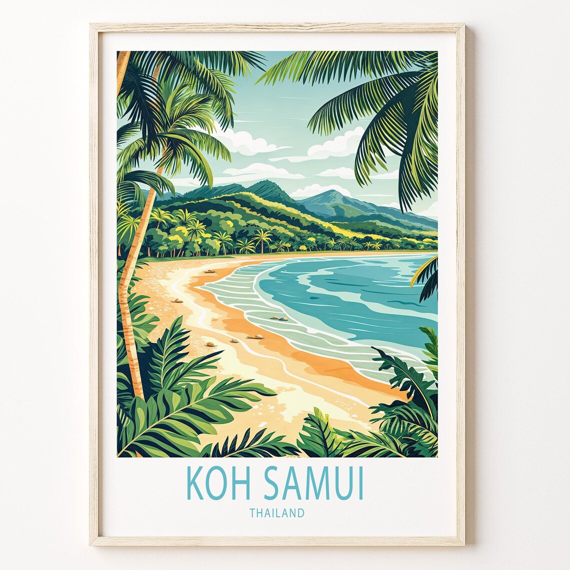 Koh Samui Thailand Tropical Beach Palm Grove Turquoise Water Poster