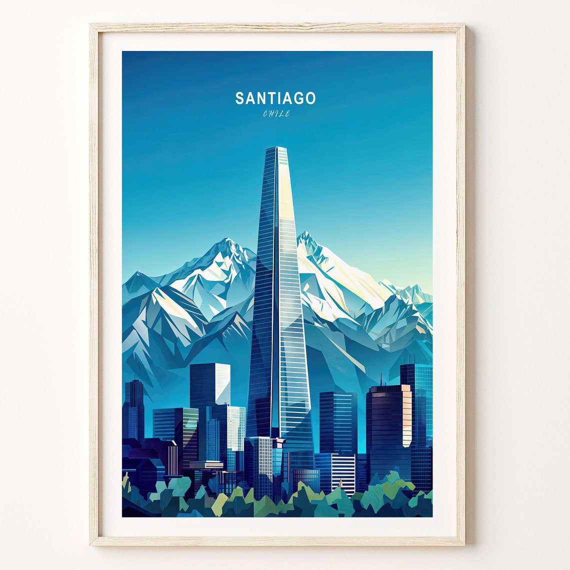 Santiago Chile Gran Torre Skyscraper Andes Mountains City Poster - Image 3