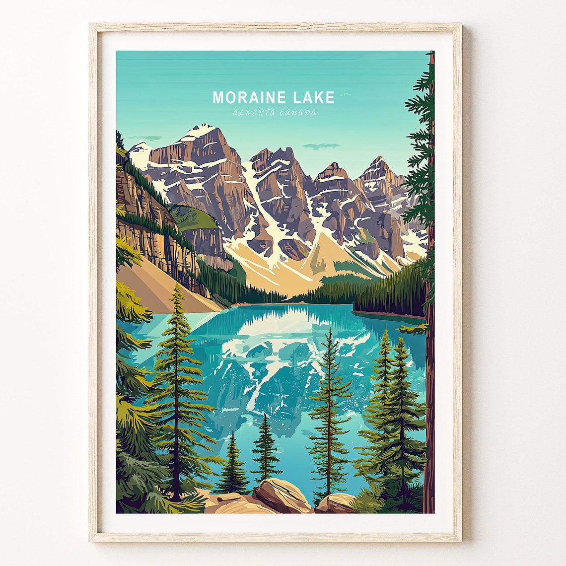 Moraine Lake Canada Travel Poster Moraine Lake Travel Artwork Canada City Personalised Gifts Travel Gifts Home Decor