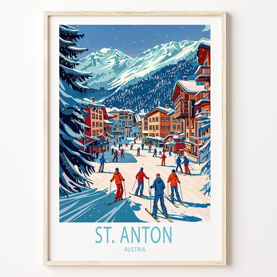 St Anton Austria Travel Poster Austria Wall Art Saint Anton Print Arlberg Ski Poster Home Decor Personalised Gifts Birthday Present