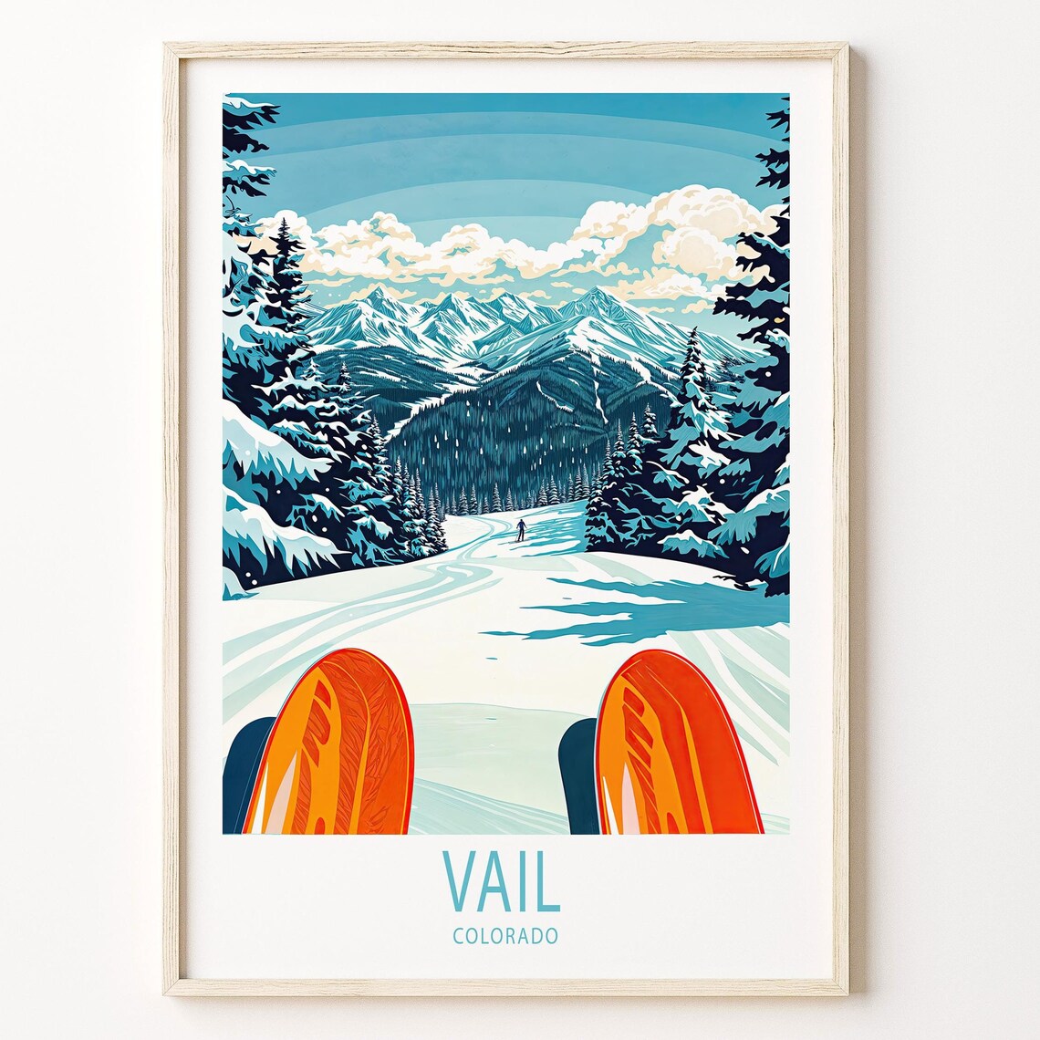 Vail Colorado Travel Poster, Ski Print