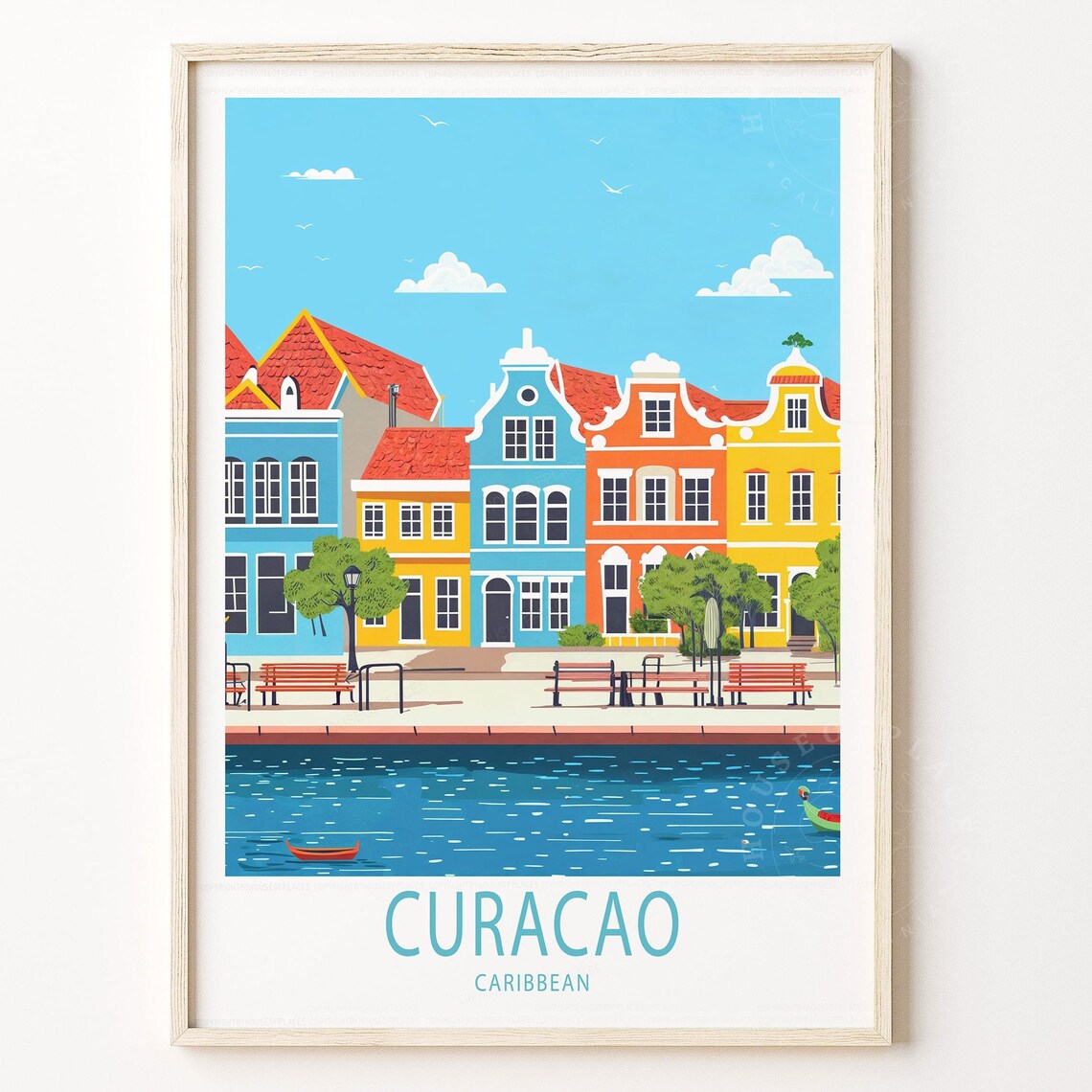 Curacao Caribbean Travel Poster, Willemstad Art Print