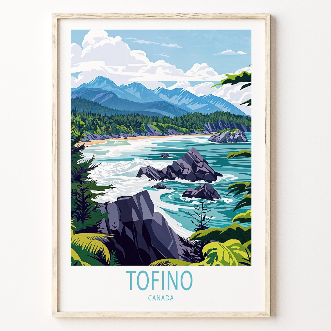 Tofino Canada Surf Coast Rocky Headlands Mountain View Poster