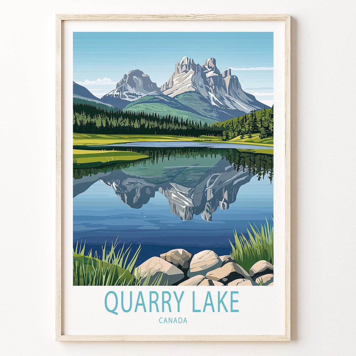 Quarry Lake Canada Calm Alpine Mirror Reflection Mountain Lake Poster