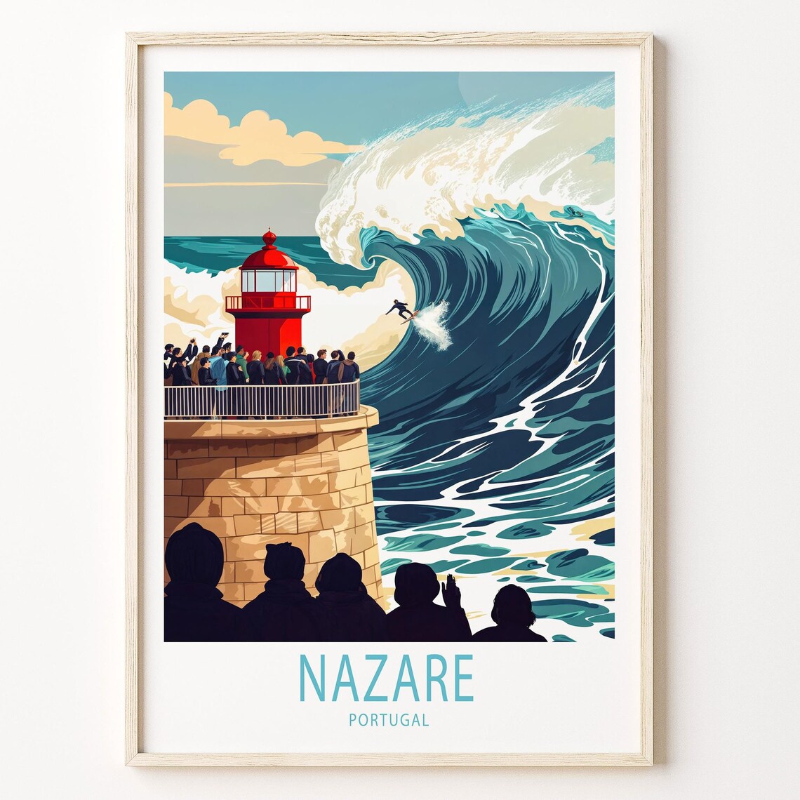 Nazare Portugal Travel Poster, Personalised Travel Poster - Image 3