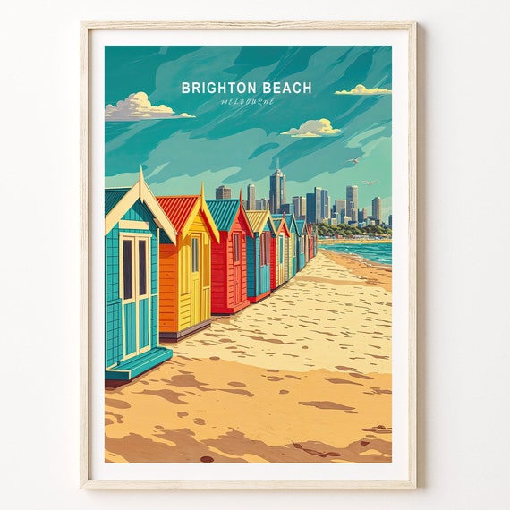 Melbourne Beach Travel Poster, Australia Wall Art