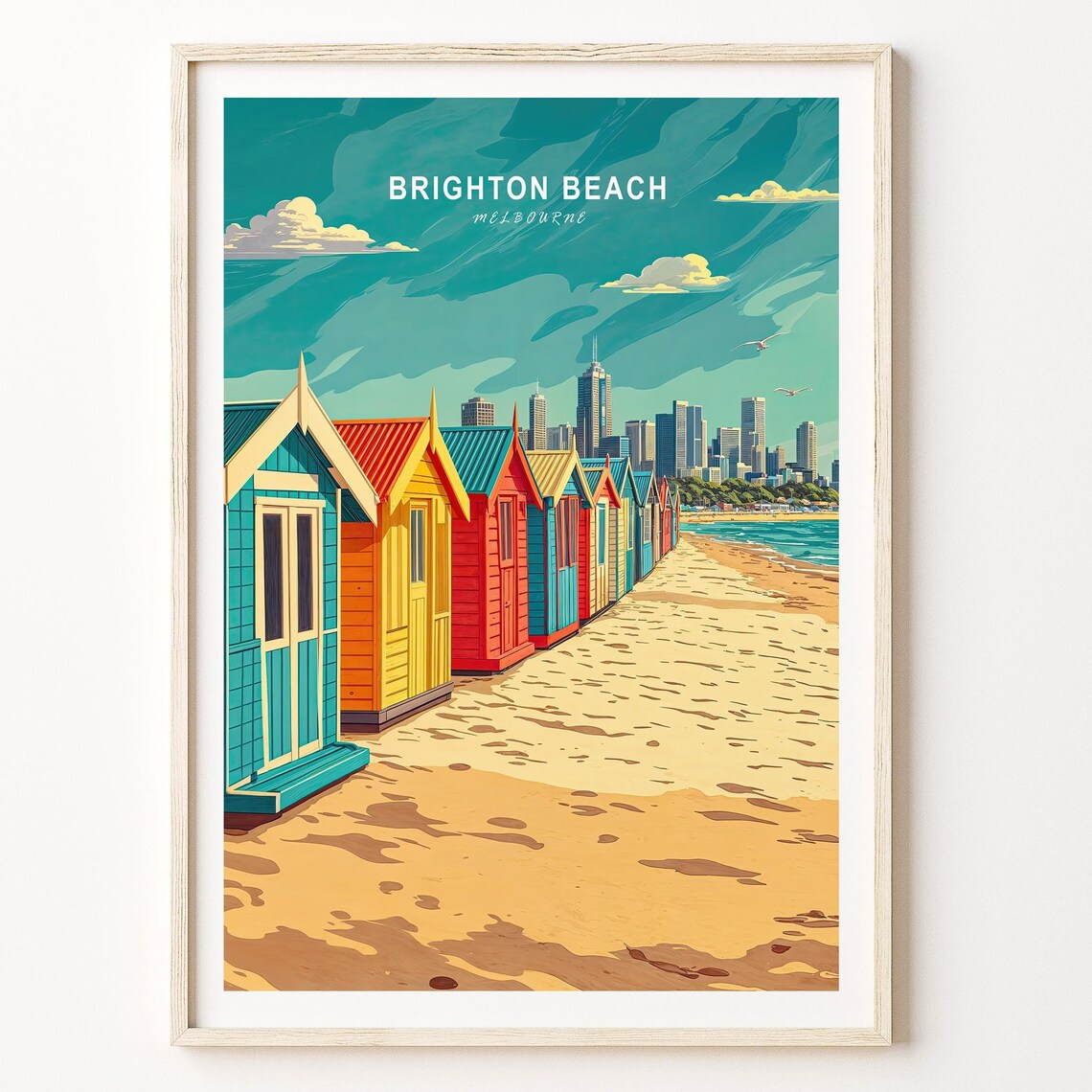 Melbourne Beach Travel Poster, Australia Wall Art