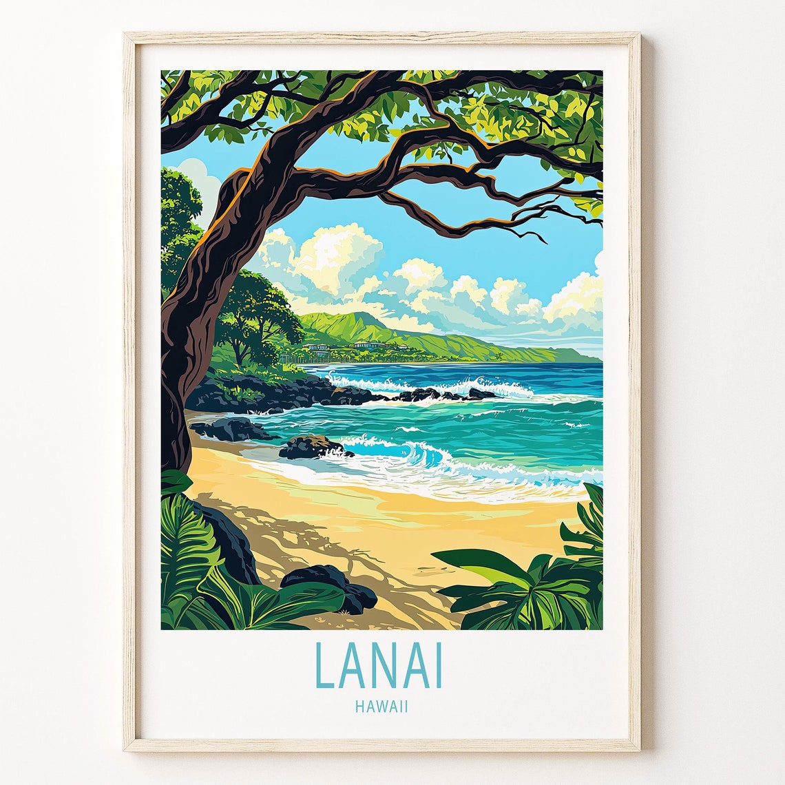 Lanai Hawaii Tropical Island Beach Lava Rocks Ocean Breeze Poster