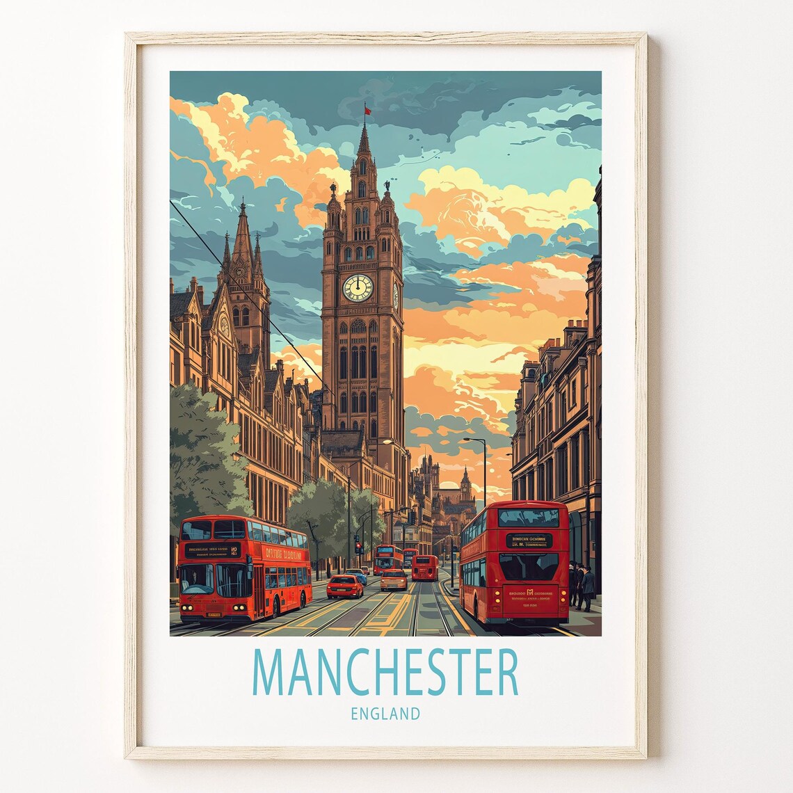 Manchester Travel Poster, England Art Print