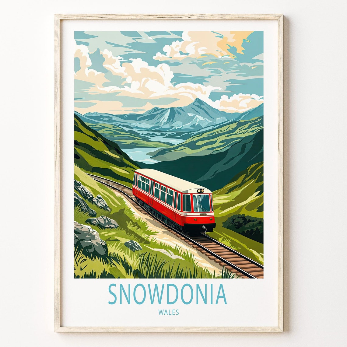 Snowdonia Travel Poster Wales Wall Art Snowdonia Wales Print Birthday Gifts Wedding Gifts Home Decor Custom Travel Poster