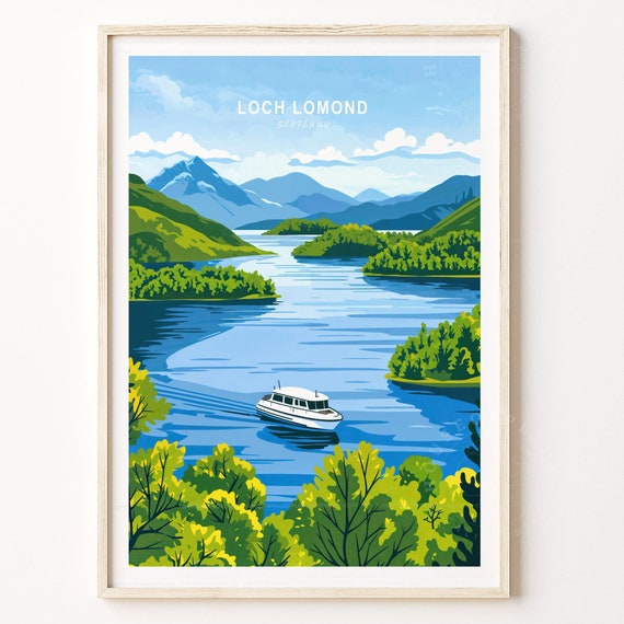 Loch Lomond Scotland Wall Art Travel Print Poster House Warming Gifts Minimalist Cityscape