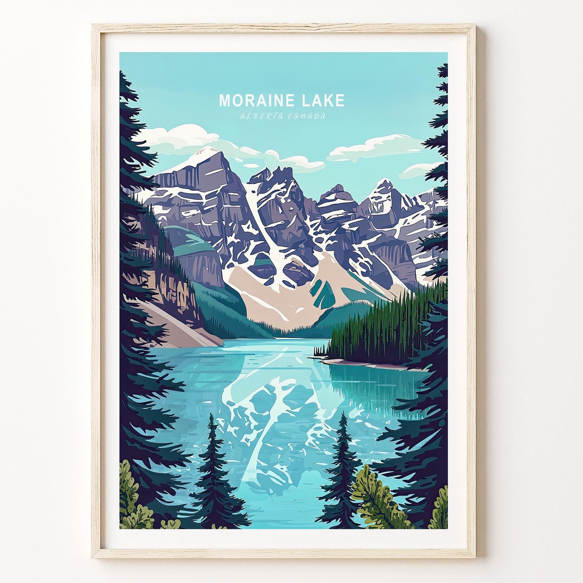 Moraine Lake Custom Travel Poster Canadian Travel Wall Art Moraine Lake Canada Print Birthday Gifts Wedding Gifts