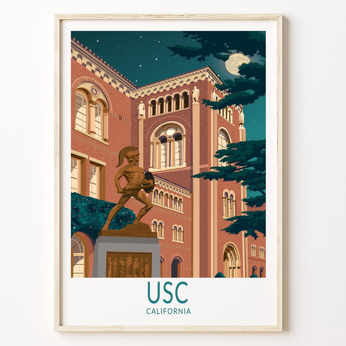 University Of Southern California USC Los Angeles Travel Poster