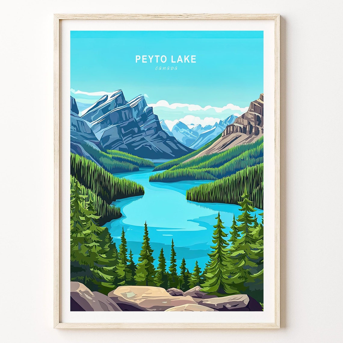 Peyto Lake Canadian Poster Alberta Canada Travel Print Peyto Lake Travel Wall Art Special Occasion Gifts Home Decor