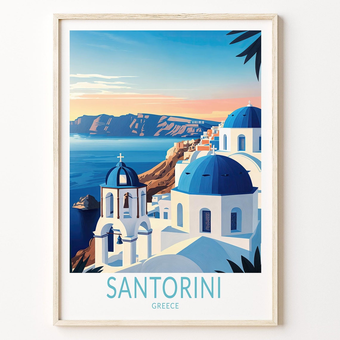 Santorini Greece Travel Poster Greece City Wall Art Santorini Travel Poster Aegean Sea City Personalised Gifts