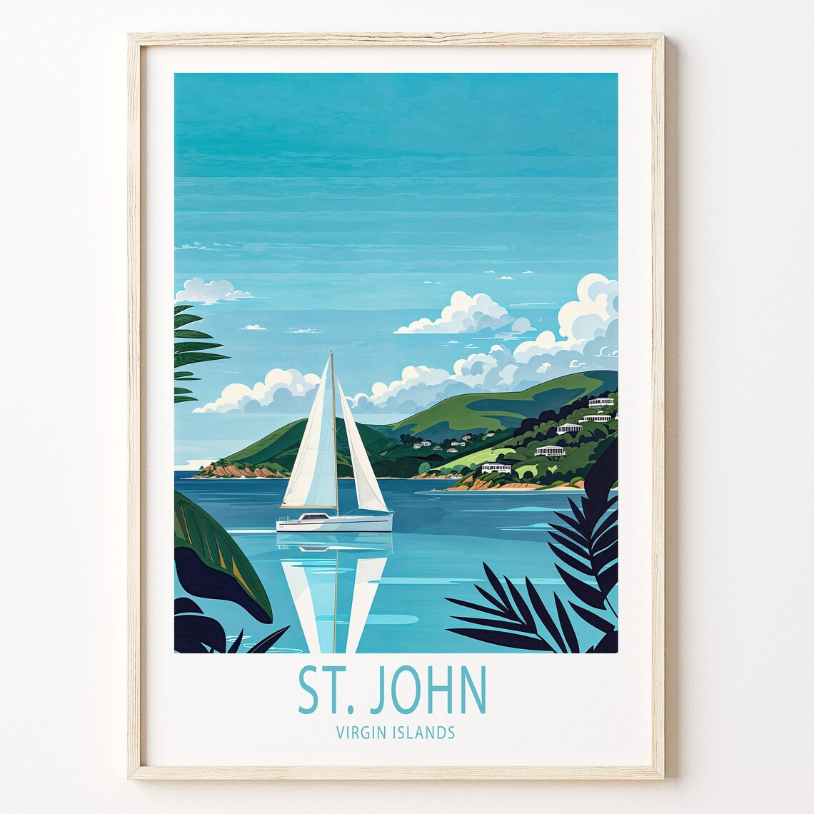 St John Virgin Islands Travel Poster, Caribbean Sea