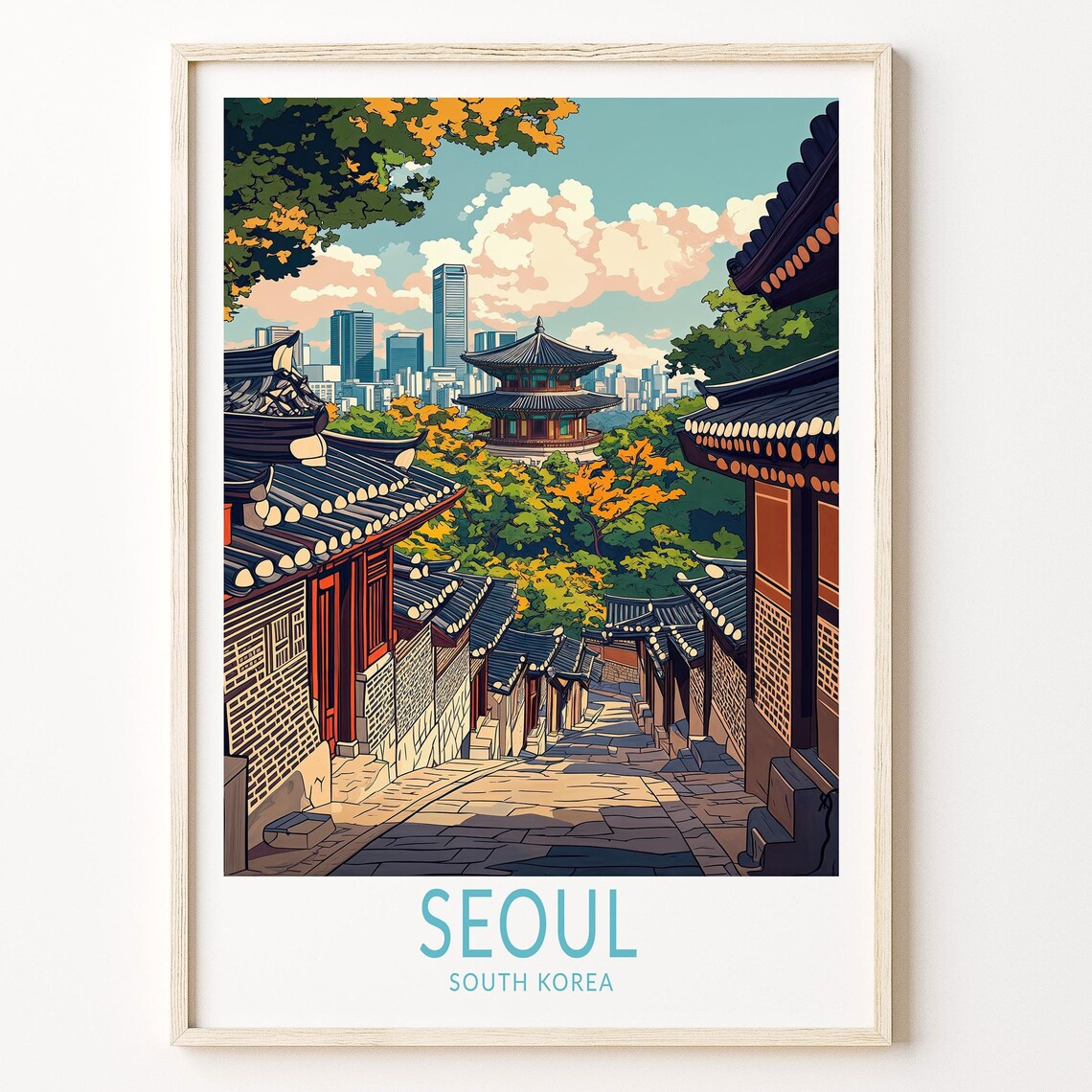 Seoul South Korea Travel Poster, City Wall Art