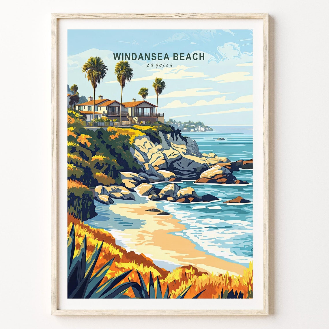 Windansea Beach California Poster La Jolla Travel Wall Art Windansea Beach Travel Print House Warming Gifts Travel Gifts