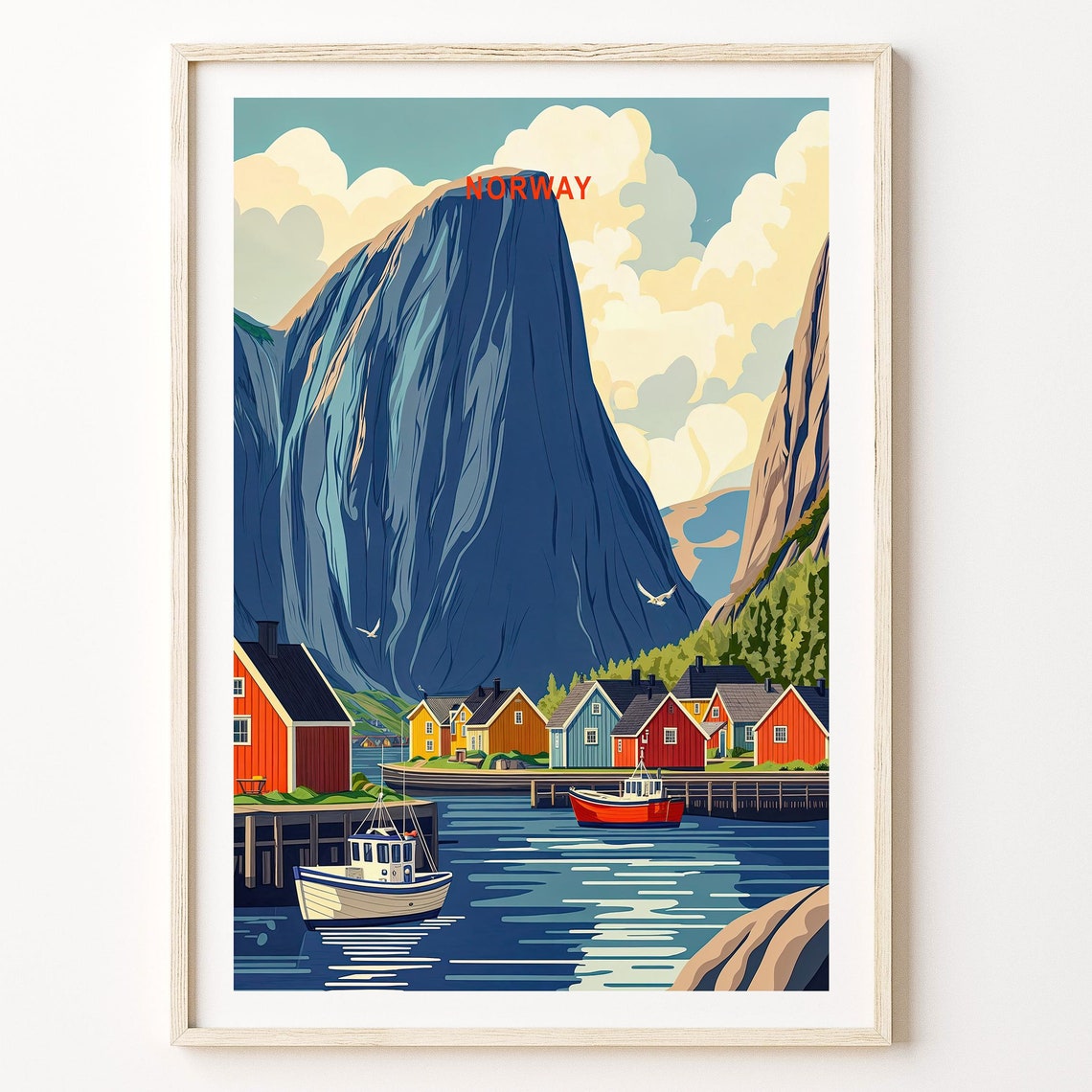 Norway Fjords Travel Poster Norway Travel Wall Art Scandinavia Print City Personalised Gifts Travel Gifts Home Decor