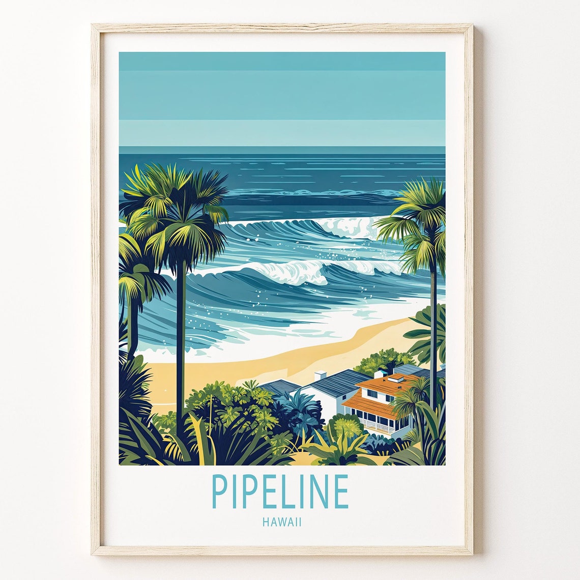 Pipeline Hawaii Big Wave Beachfront Palms Cottages Coast Poster