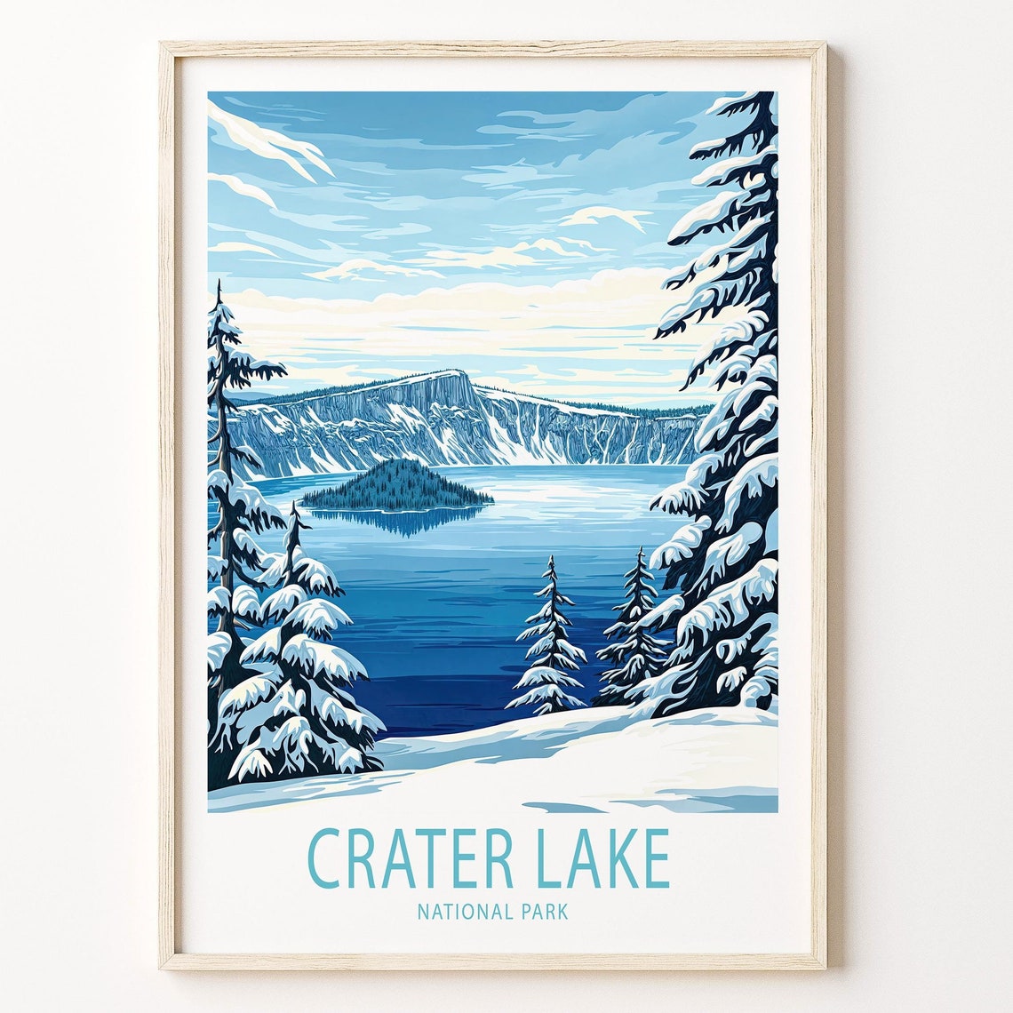 Crater Lake Travel Poster Crater Lake National Park Wall Art National Park Travel Print City Personalised Gifts Travel Gifts