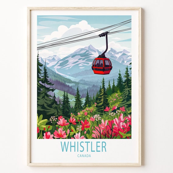 Whistler Travel Poster Canada Wall Art Whistler Ski Resort Print Home Decor Custom Travel Poster Birthday Gifts