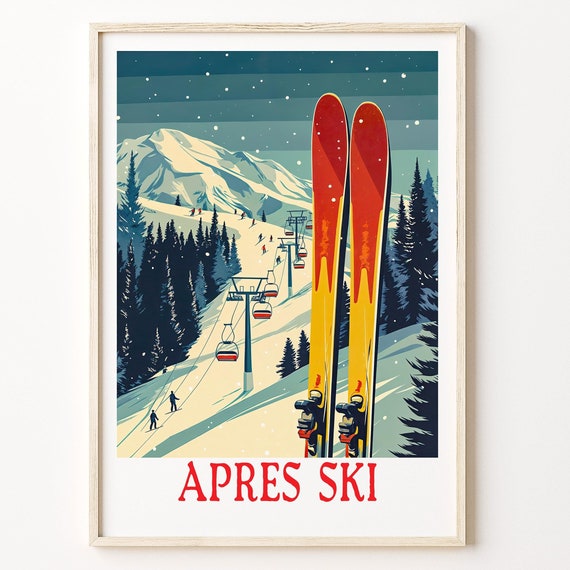 Apres Ski Travel Poster Winter Print Wedding Gifts Personalised Home Decor Birthday Present